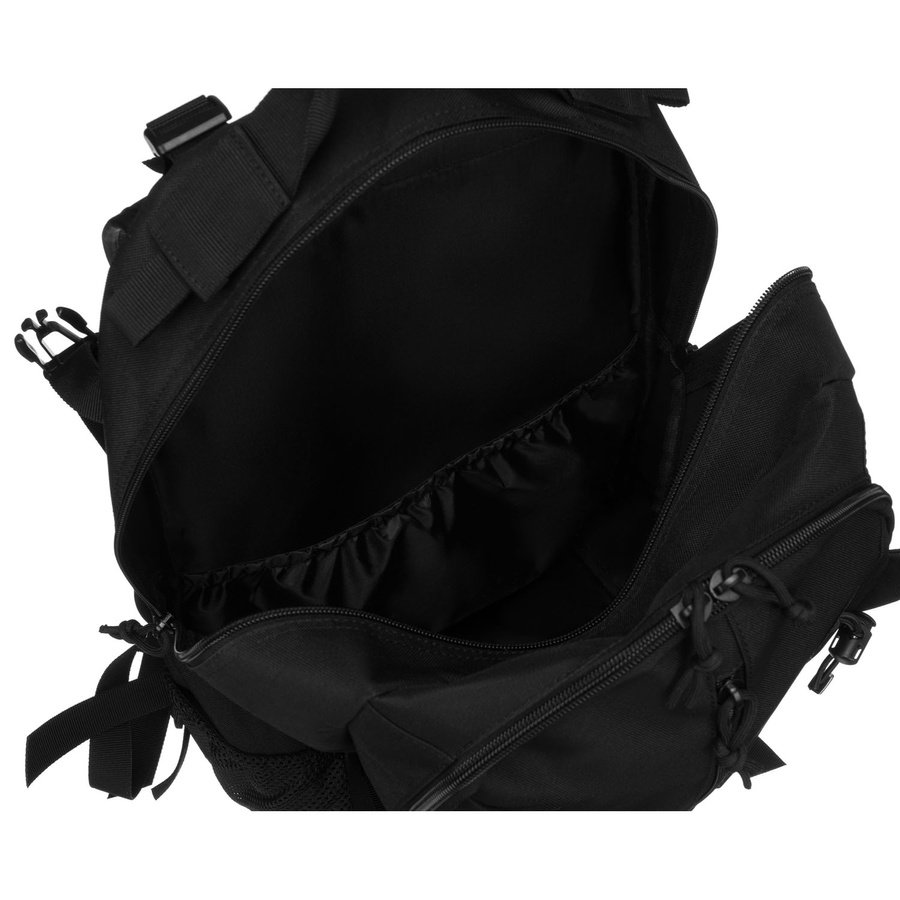 Czarny, wojskowy plecak militarny wyposażony w pasy kompresyjne - Peterson