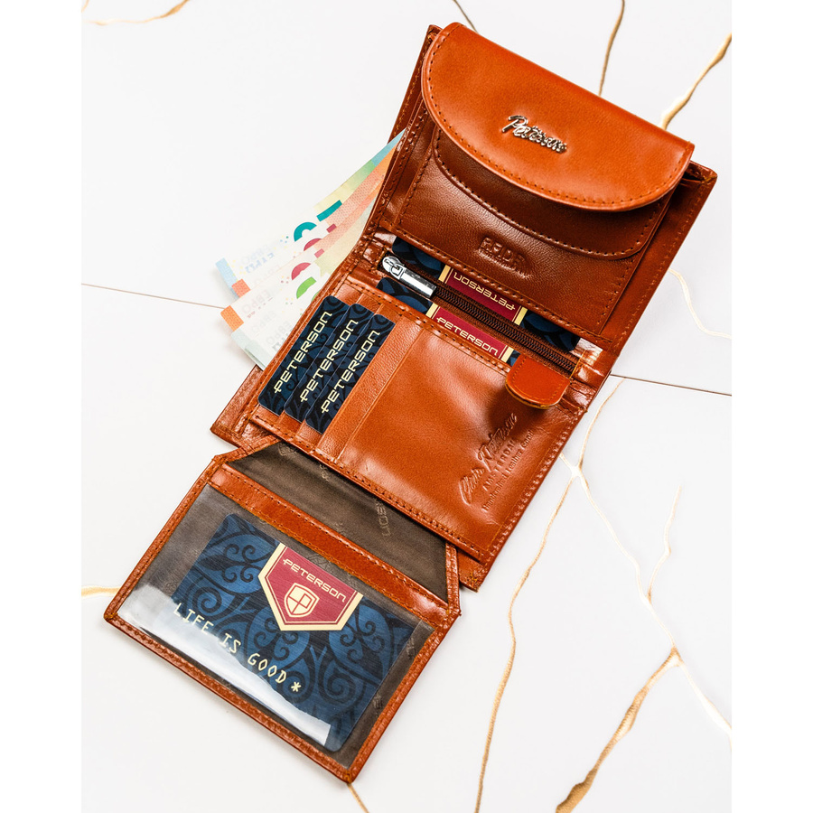 Leather wallet RFID PETERSON PTN RD-357-NGV-M