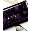 Klasyczny, duży, fioletowy lakierowany portfel damski w kwiaty Peterson