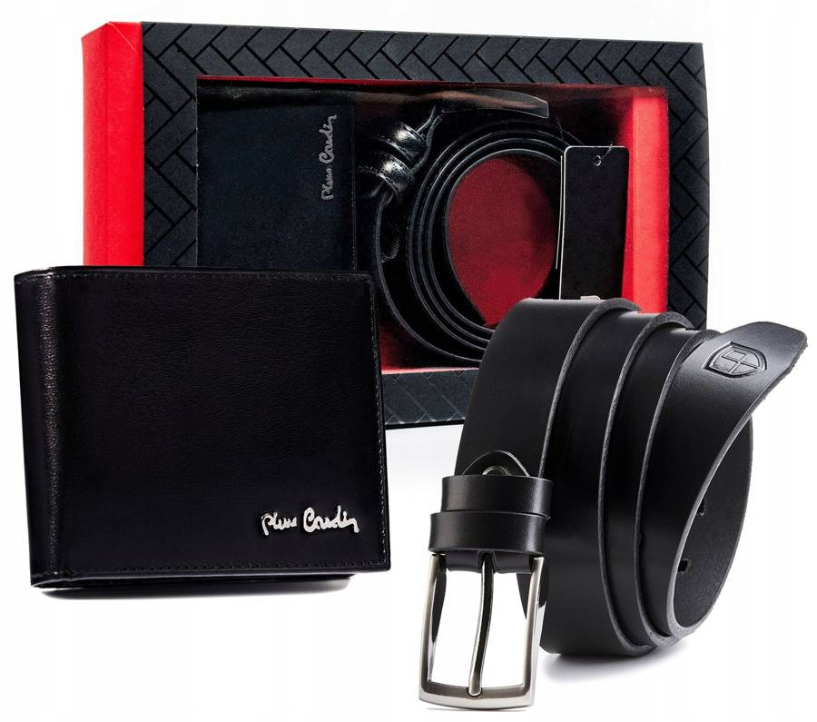 Leather's wallet and leather belt set PIERRE CARDIN ZM-PC