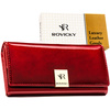 Duży portfel damski z lakierowanej skóry naturalnej w czerwonym kolorze zamykany na zatrzask - Rovicky