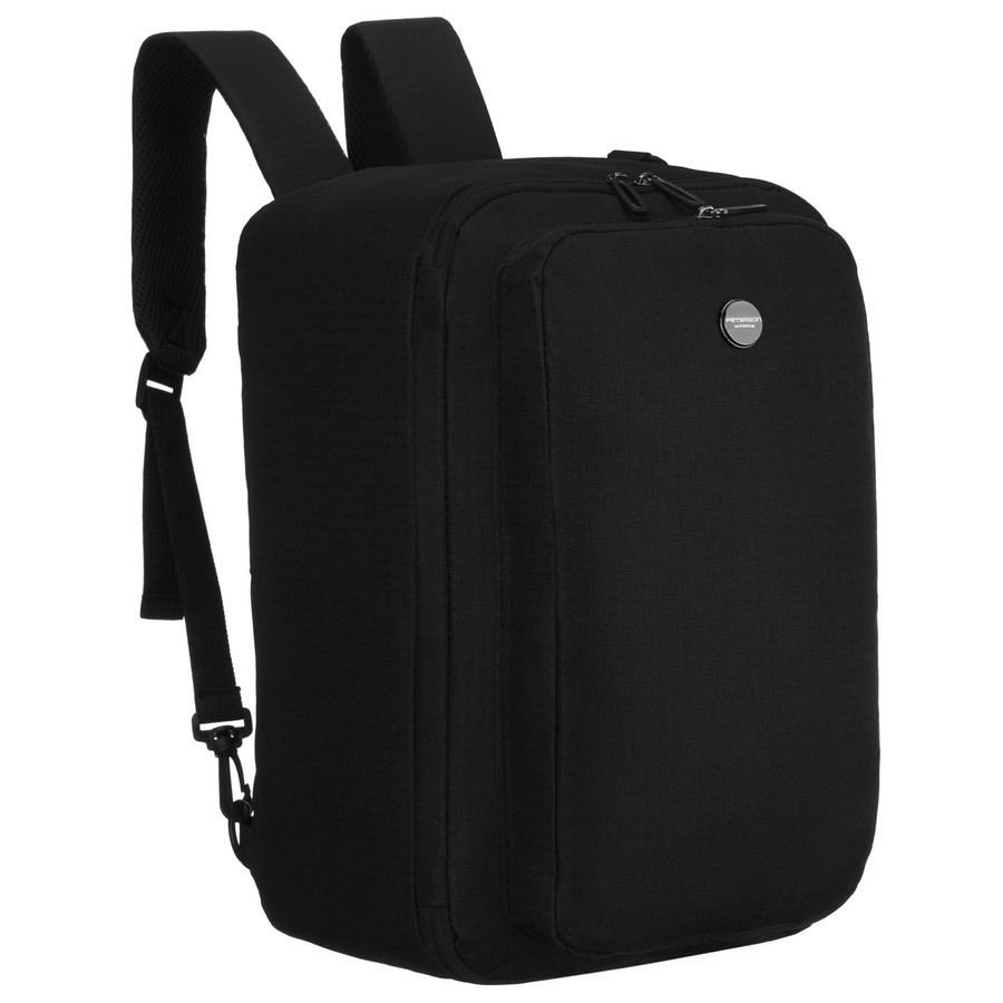 Plecak podróżny w czarnym kolorze zamykany suwakiem, idealny na bagaż podręczny - Peterson