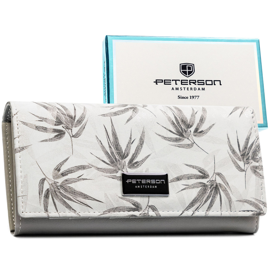 Veľká biela dámska peňaženka z ekologickej a prírodnej kože s RFID ochranou – Peterson