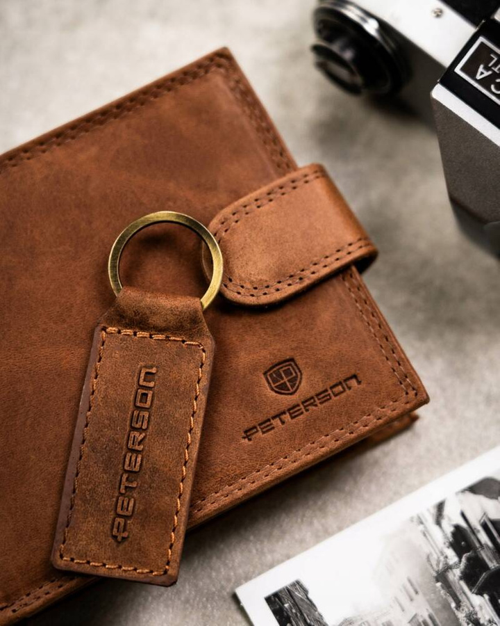 Leather wallet & key ring set PETERSON PTN SET-M-N994L