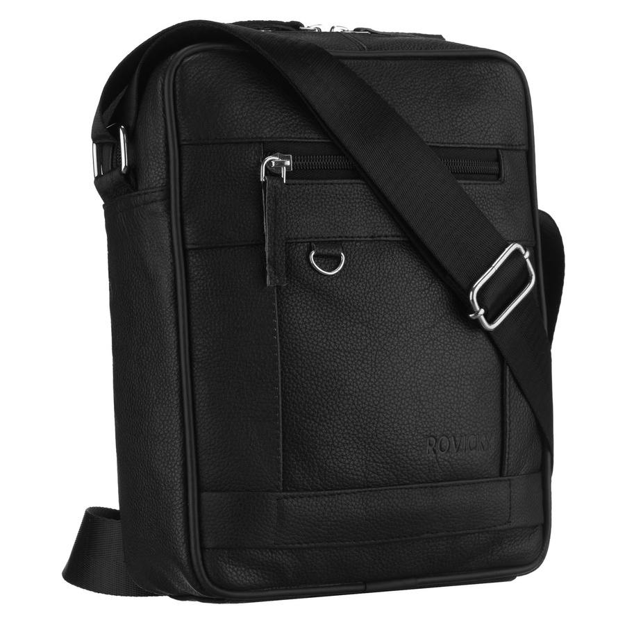 Pánska čierna kožená crossbody taška Rovicky – elegantná a praktická na každý deň