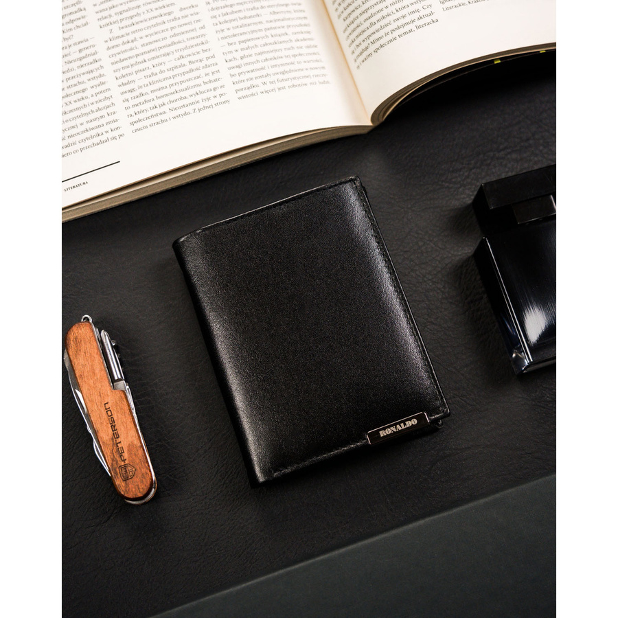 Leather wallet RFID RONALDO RM-03-BDF-BL