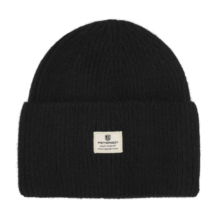 Zimowa czapka damska beanie w czarnym kolorze - Peterson