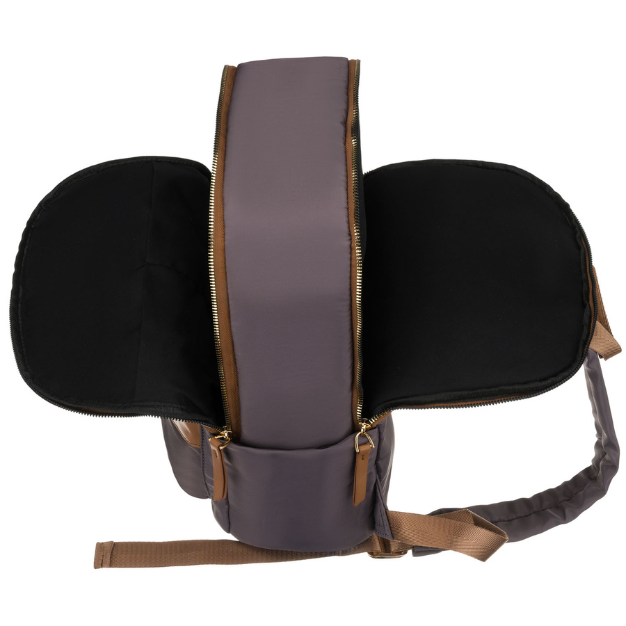 Szary, miejski plecak damski z poliestru zamykany suwakami - Peterson