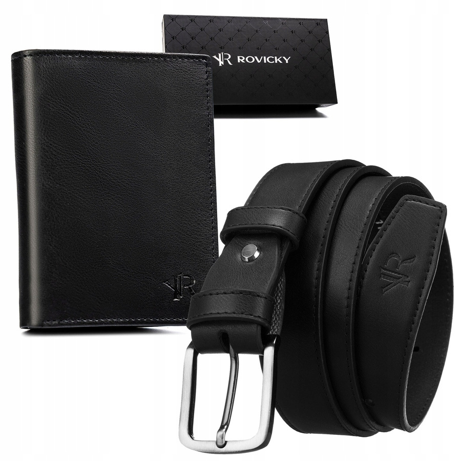 Leatherette wallet and belt set ROVICKY R-N004-120-PU03