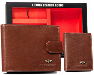 Leather wallet+case+key ring PETERSON PTN SET3-N992L-VT