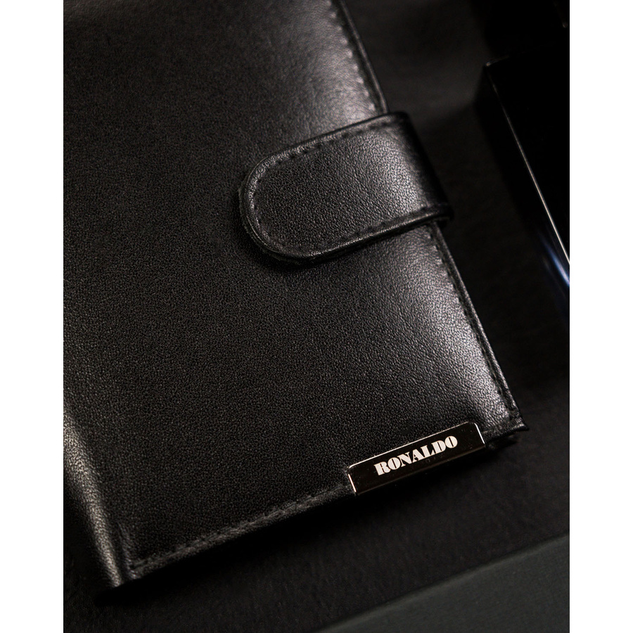 Leather wallet RFID RONALDO RM-03L-BDF-BL