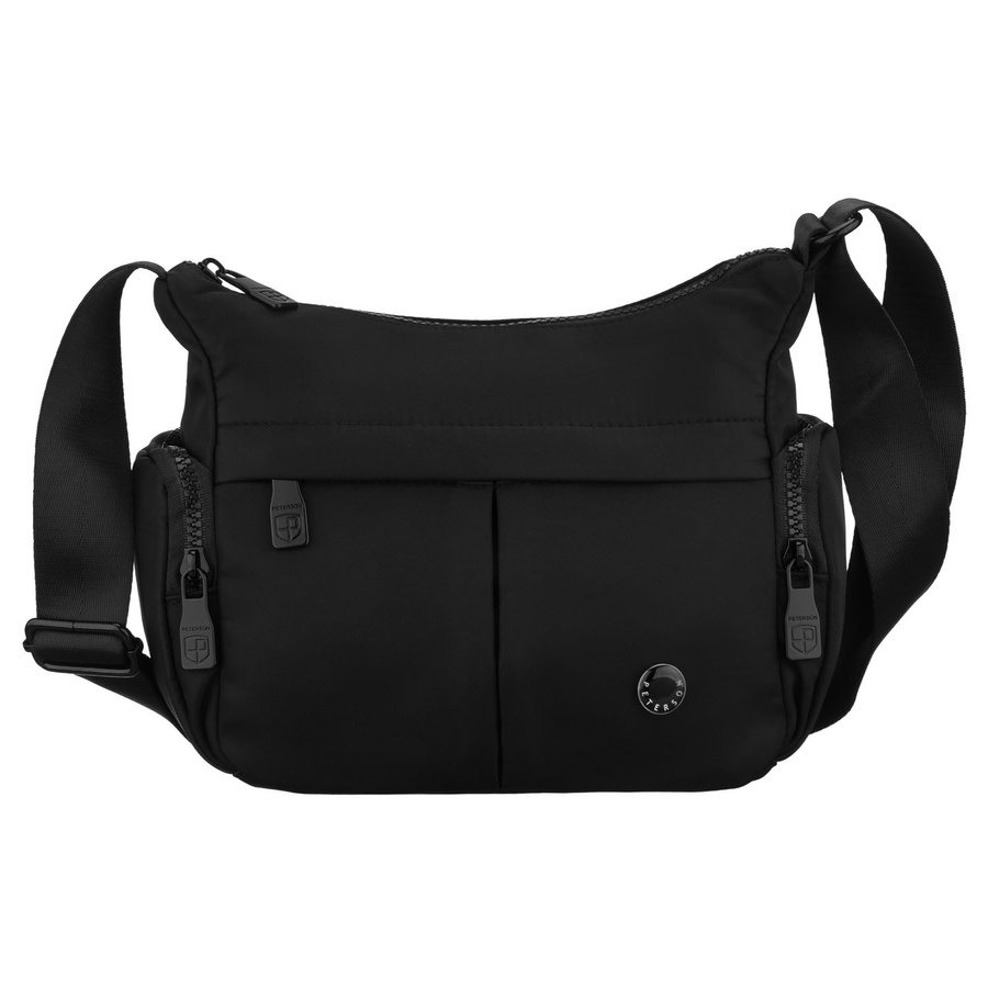 Miejska, czarna llistonoszka damska z poliestru zamykana suwakiem - Peterson