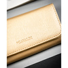Duży, złoty portfel damski ze skóry ekologicznej zamykany zatrzaskiem - 4U Cavaldi