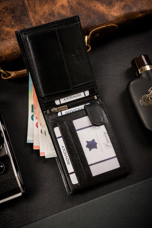 Leather wallet RFID ROVICKY N992-RPVT-BL
