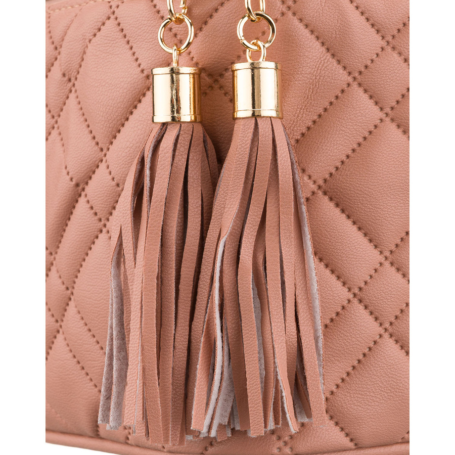 Różowa, pikowana kosmetyczka z tkaniny syntetycznej zamykana suwakiem - Peterson