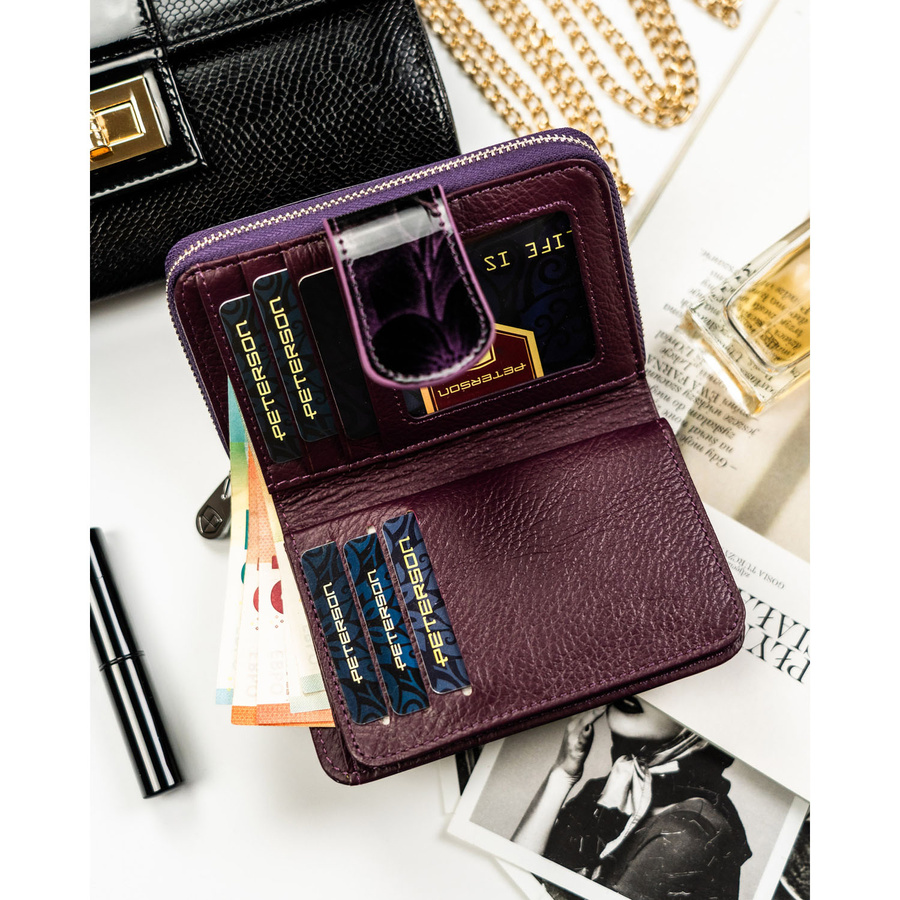 Leather and leatherette wallet RFID PETERSON PTN PS115-FDS