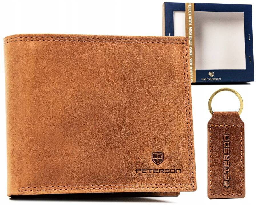 Leather wallet+key ring PETERSON PTN SET-M-N992-CHM