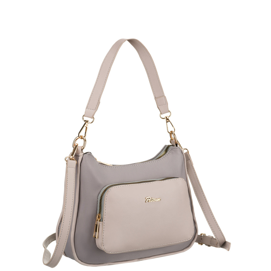 Dámska šedá mestská listová kabelka z nylonu a eko kože – štýlová a praktická voľba