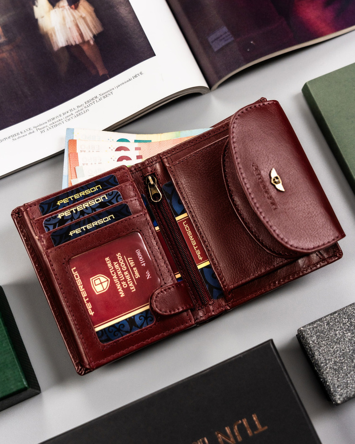 Leather wallet RFID PETERSON PTN 405-BO