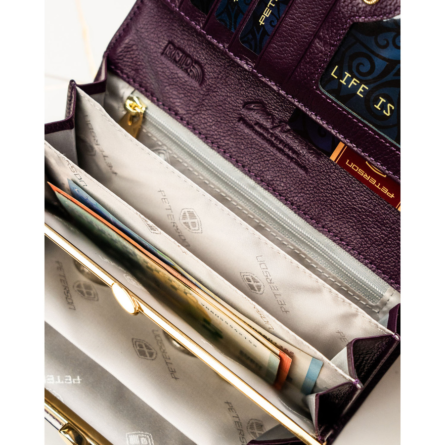 Leather and leatherette wallet RFID PETERSON PTN PS401-HNL