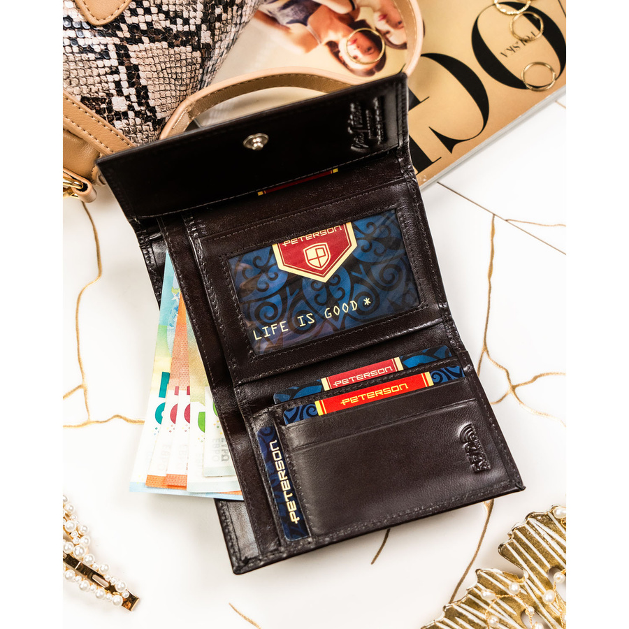 Leather wallet RFID PETERSON PTN RD-18-NGV