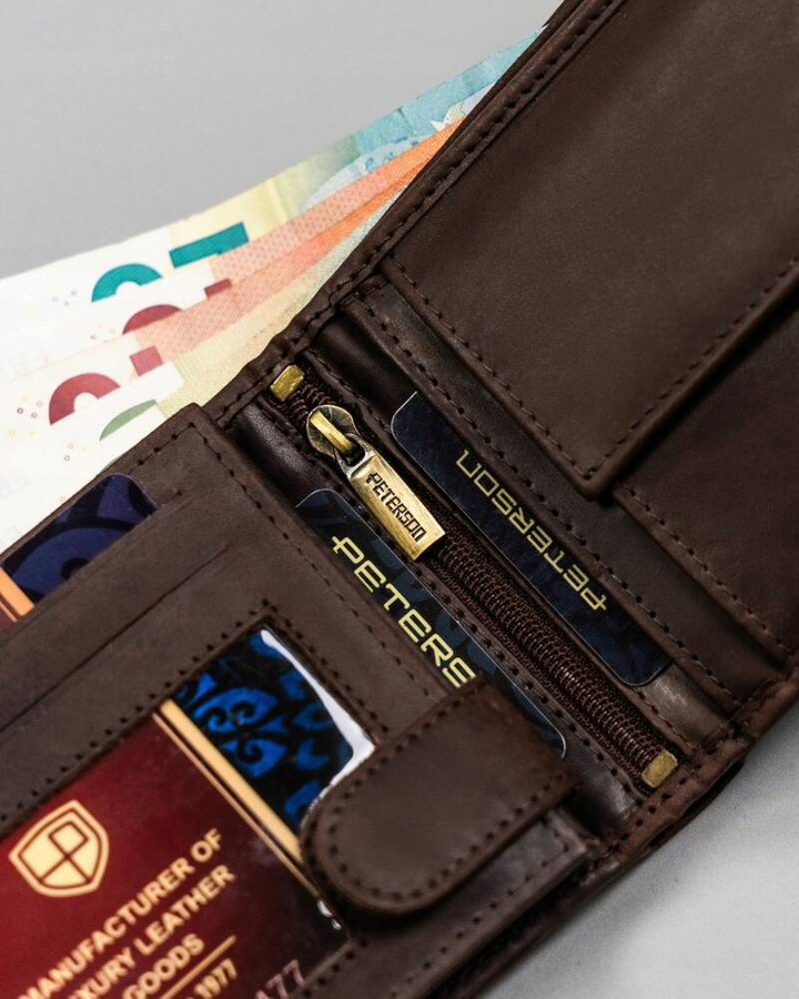 Leather wallet RFID PETERSON PTN N992-BE-DEER