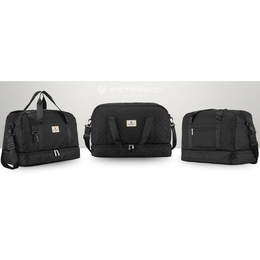 Sportowa, treningowa torba w czarnym kolorze wykonana z poliestru - Peterson