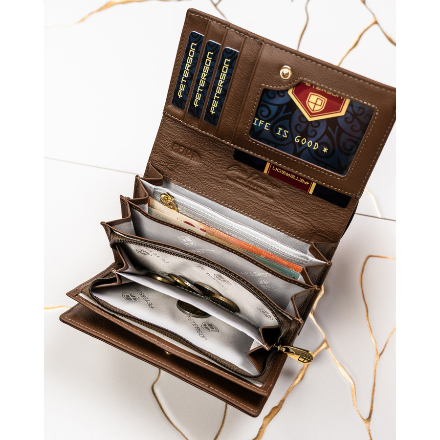 Leather and leatherette wallet RFID PETERSON PTN PS112-HNL