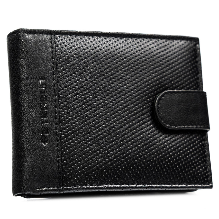 Veľká čierna pánska kožená peňaženka na patent s RFID ochranou - Peterson