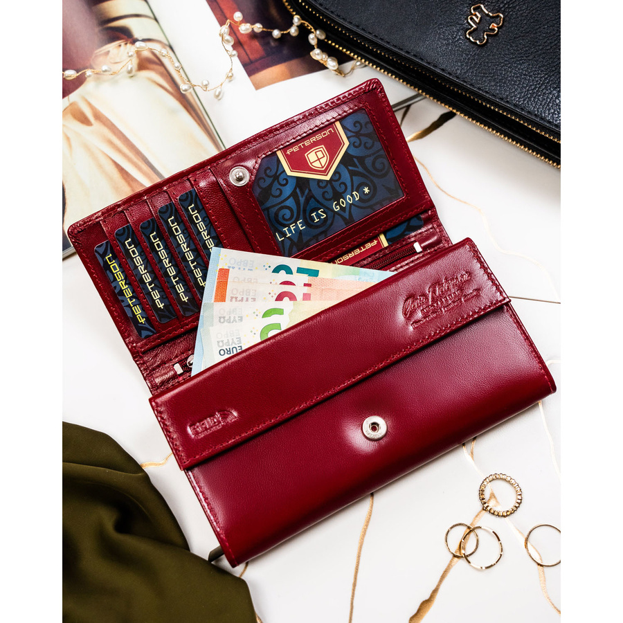 Leather wallet RFID PETERSON PTN RD-12-NGV