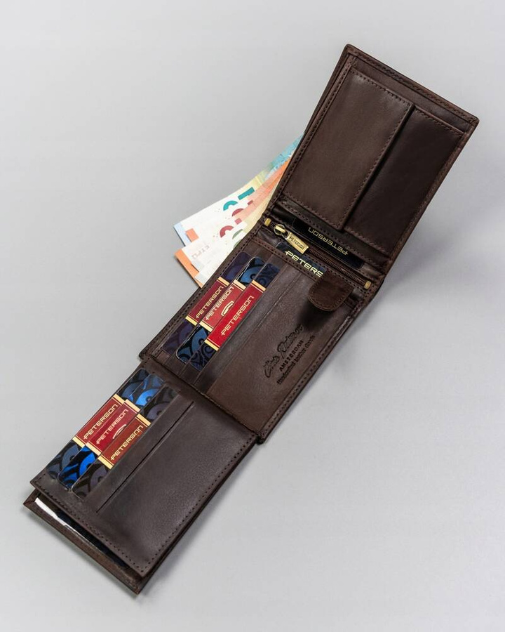 Leather wallet RFID PETERSON PTN N992-BE-DEER
