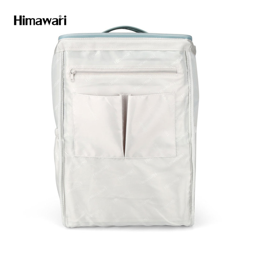 Pojemny plecak na laptopa w kolorze ecru i miętowym z portem USB - Himawari