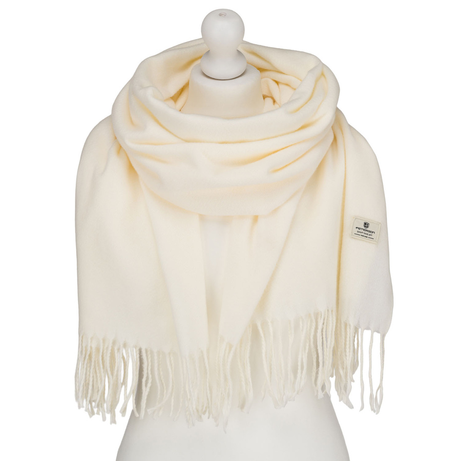 Dámsky biely obojstranný šál so strapcami