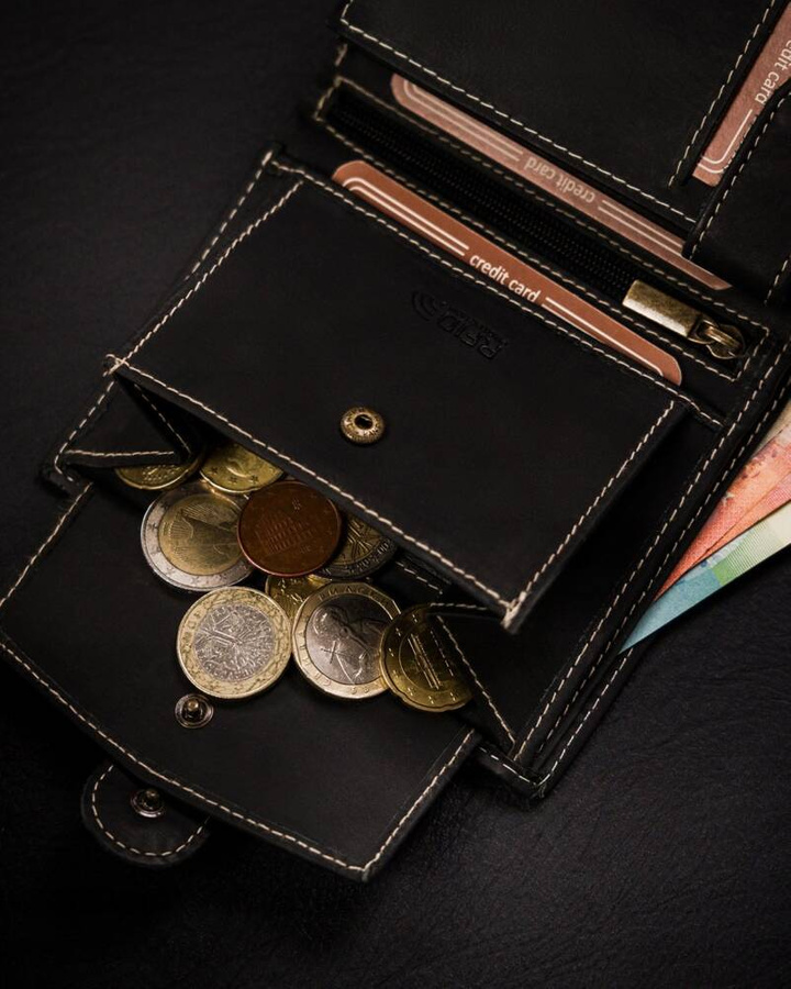 Leather wallet RFID BUFFALO WILD MR-04L-BAW-BL