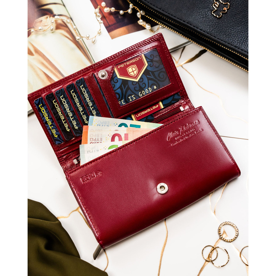 Leather wallet RFID PETERSON PTN RD-07-NGV