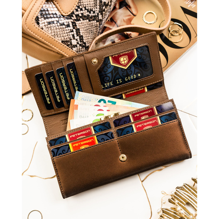 Leather and leatherette wallet RFID PETERSON PTN PS401-HNL