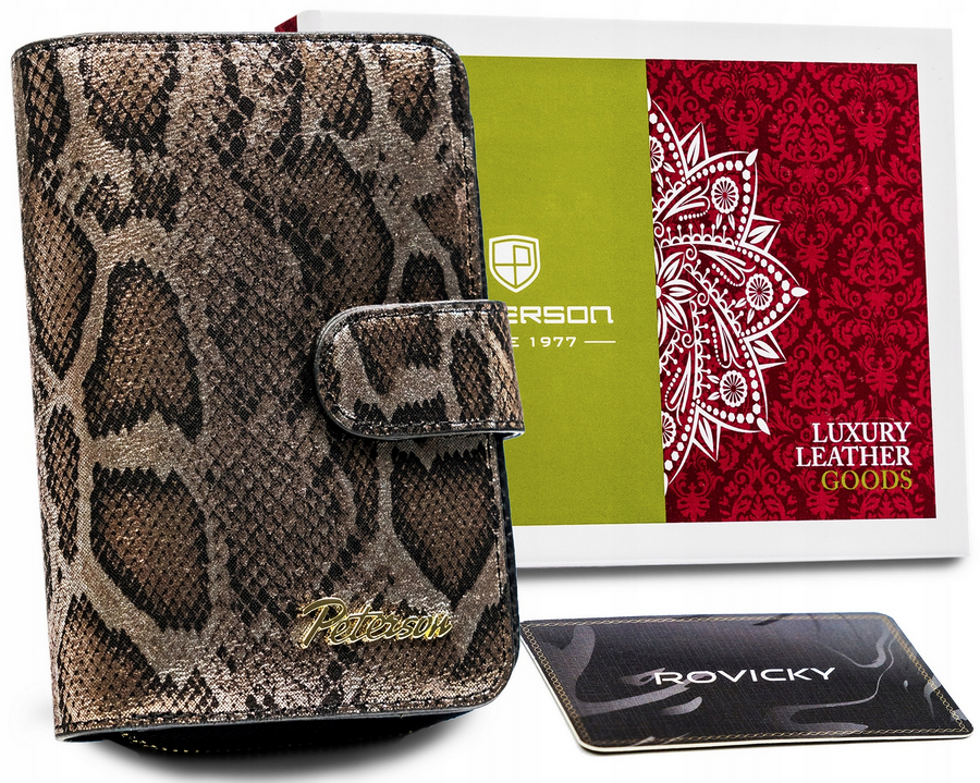 Dámska kožená peňaženka so zipsom a patentkou - Peterson