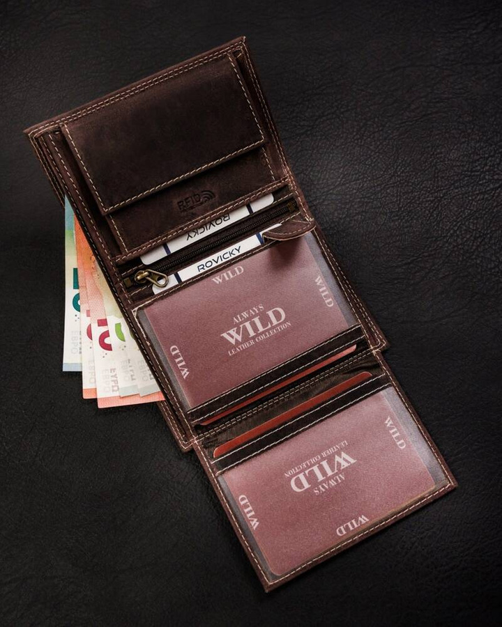 Leather wallet RFID ALWAYS WILD N4-CHM-BL