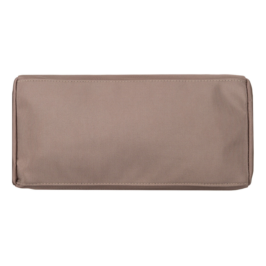 Beżowa shopperka damska na uchwytach i doczepianym pasku, zamykana suwakiem - Peterson