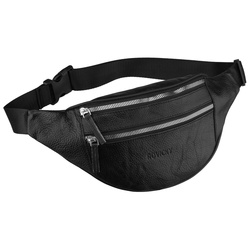 Czarna, skórzana saszetka damska zamykana na suwak - Rovicky