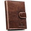 Klasyczny, skórzany portfel męski w brązowym kolorze zamykany zatrzaskiem - Peterson