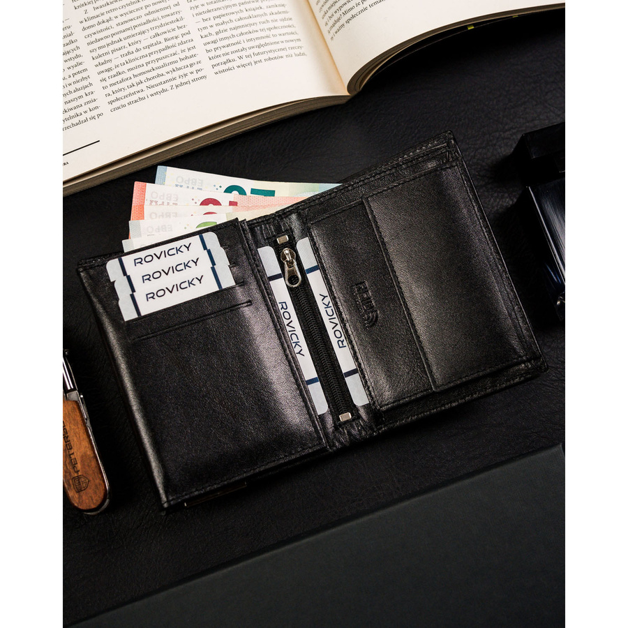 Leather wallet RFID RONALDO RM-03-BDF-BL