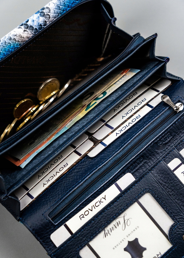 Leather & leatherette wallet RFID 4U CAVALDI PX28-DNH-BL
