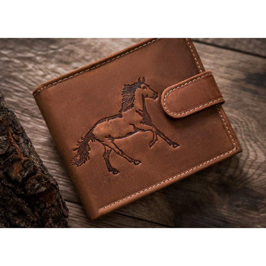 Leather wallet RFID N992L-CHM-HORSE-BL
