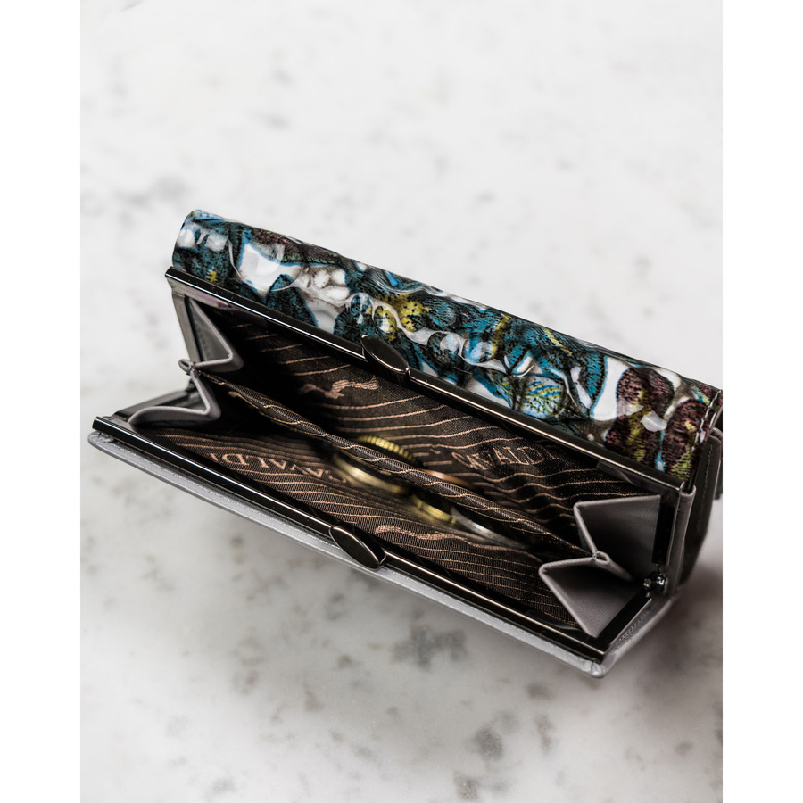 Portfel damski w kwiaty zamykany biglem i zatrzaskiem - 4U Cavaldi