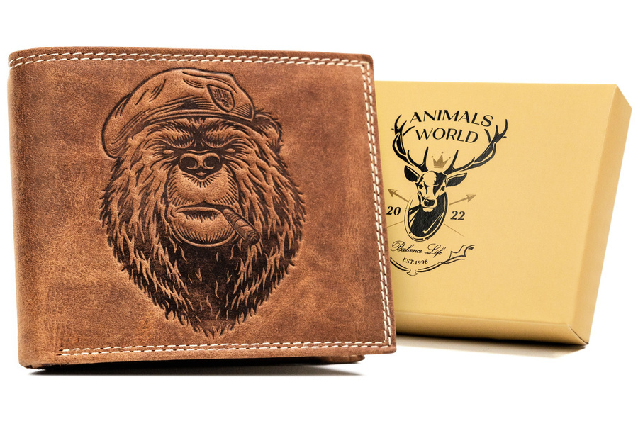 Leather wallet RFID ALWAYS WILD N992-CHM-BEAR-2