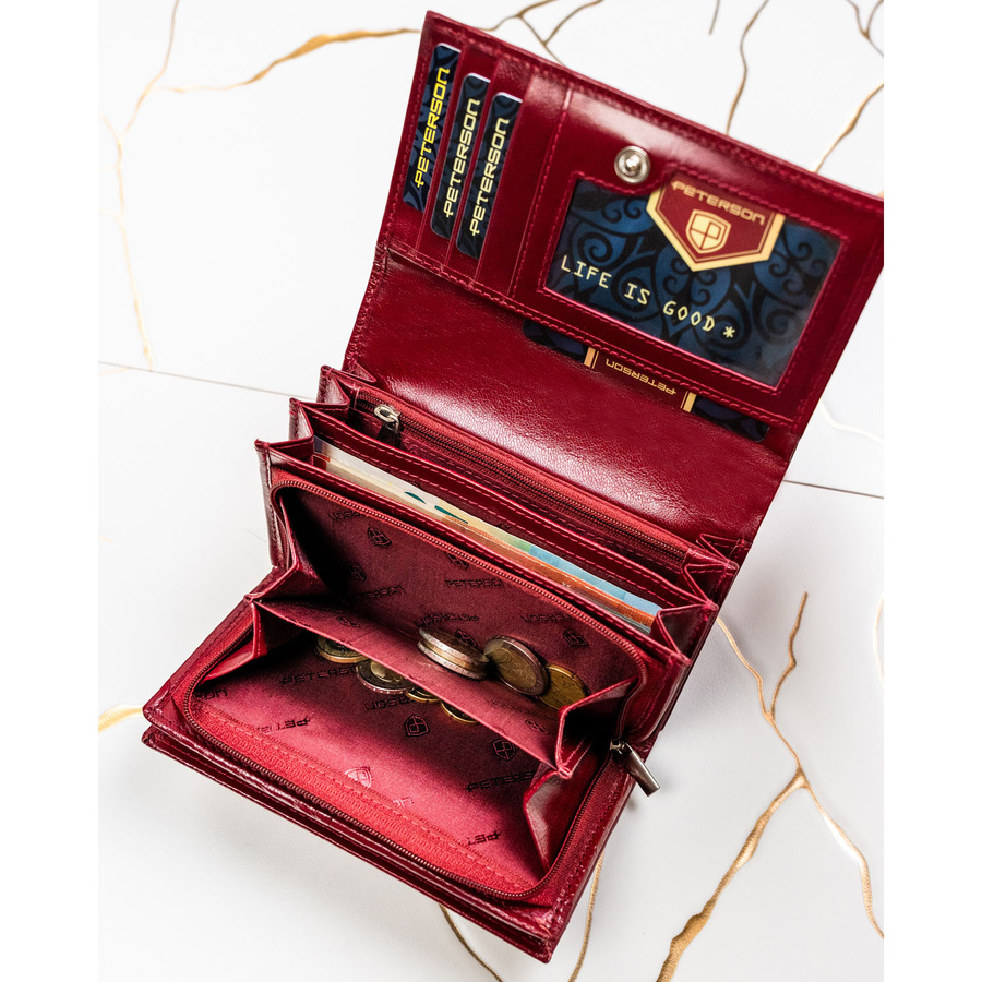 Leather wallet RFID PETERSON PTN RD-22-NGV