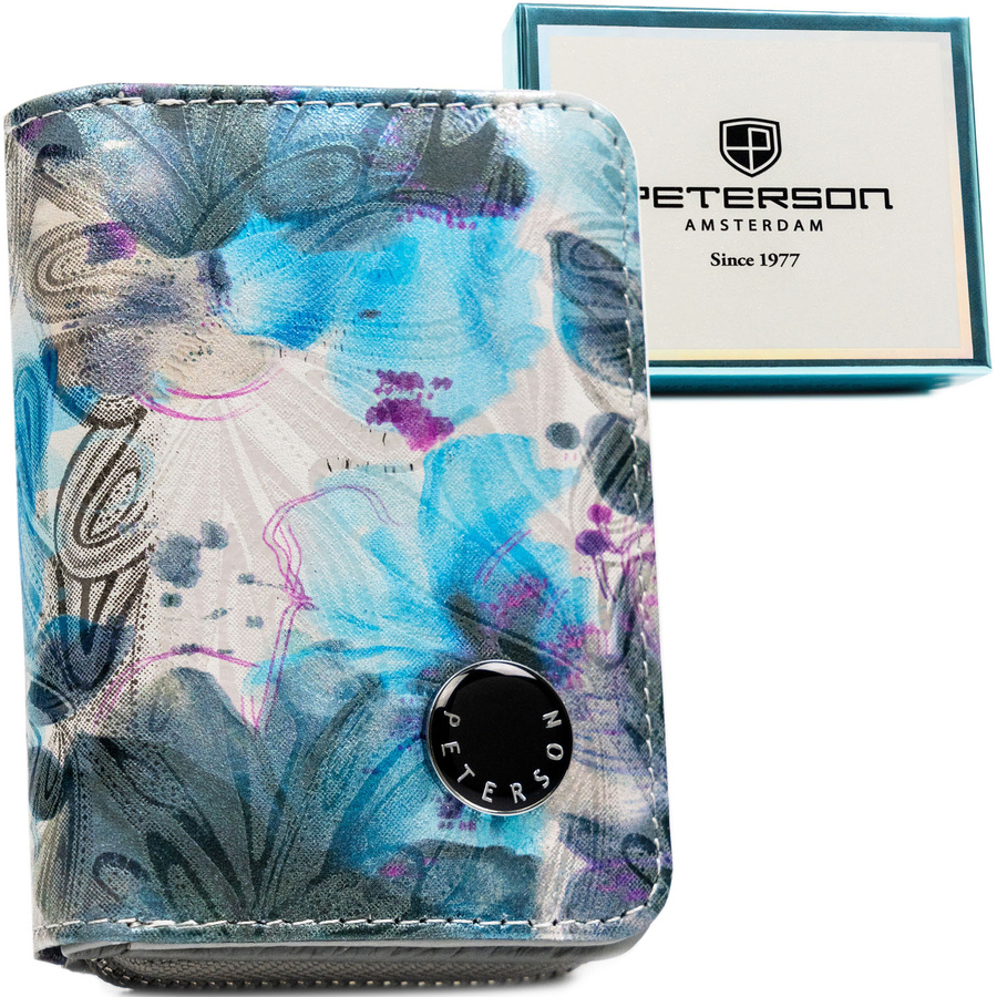 Dámska peňaženka s rastlinným vzorom z ekologickej a prírodnej kože – Peterson
