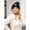 Zimowa czapka damska beanie w czarnym kolorze wykonana z nylonu - Peterson