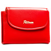 Poziomy, czerwony i gładki portfel damski ze skóry ekologicznej zamykany zatrzaskiem magnetycznym - Peterson